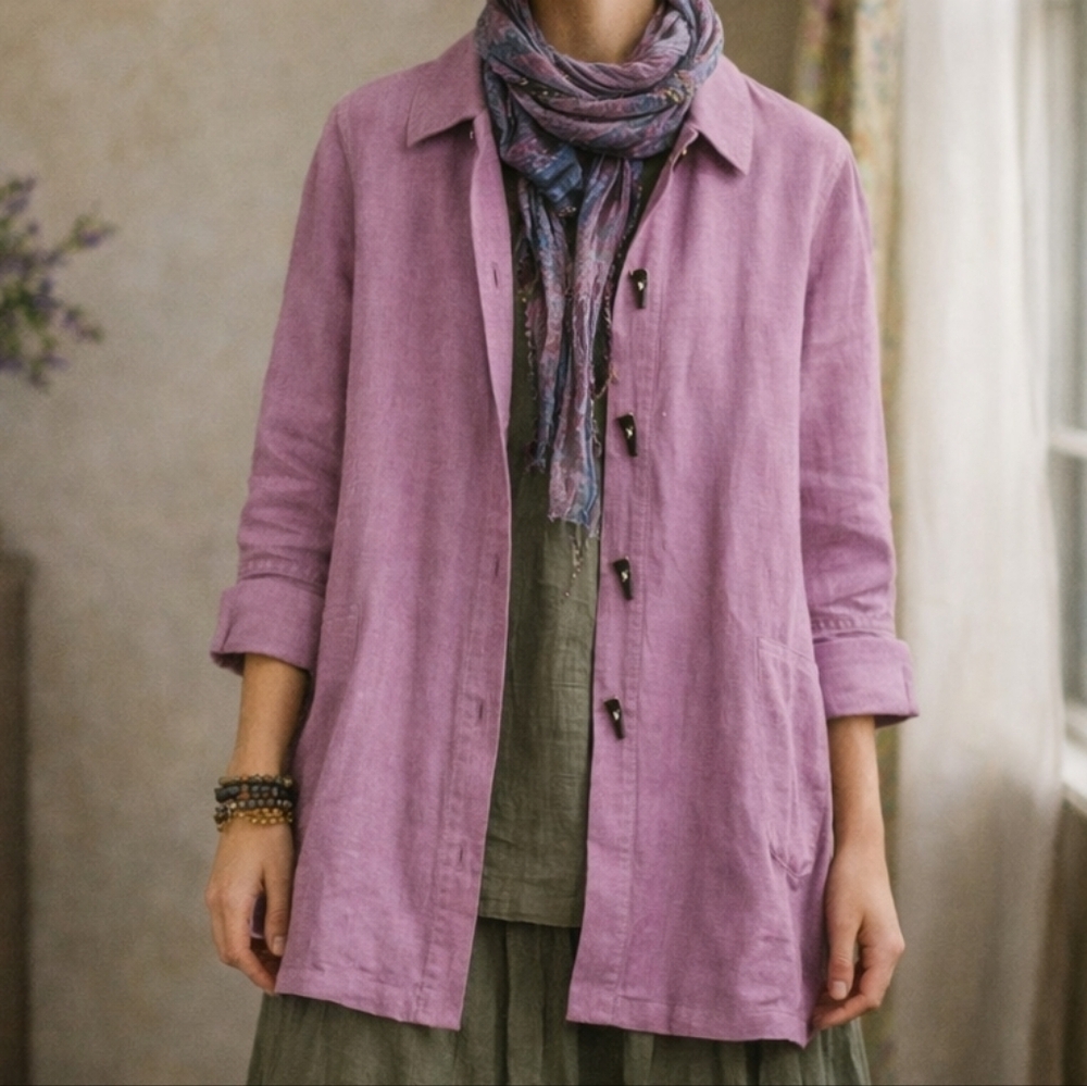 Gump’s San Francisco Vintage Y2K Asian Inspired Lagenlook Toggle Jacket